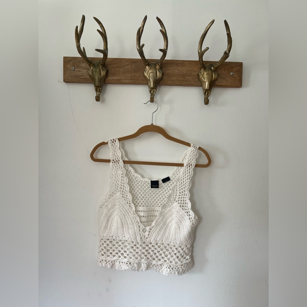 Pinko White Crochet Tank Top, brand new, never worn!